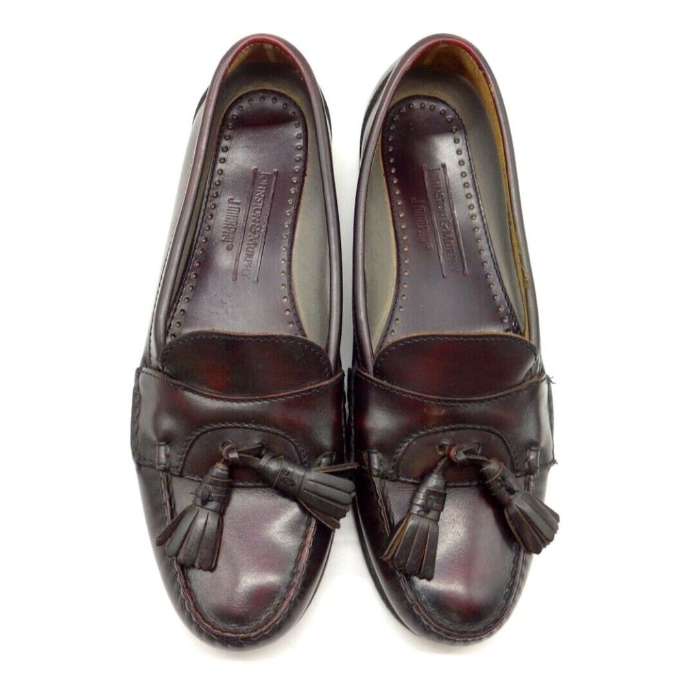 Johnston J Murphy Burgundy Leather Tassel Slip On Loafers Shoes Men's 9.5 B
